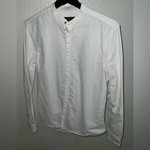 Zara Men’s Slim Fit Shirt White Stand Collar Shirt